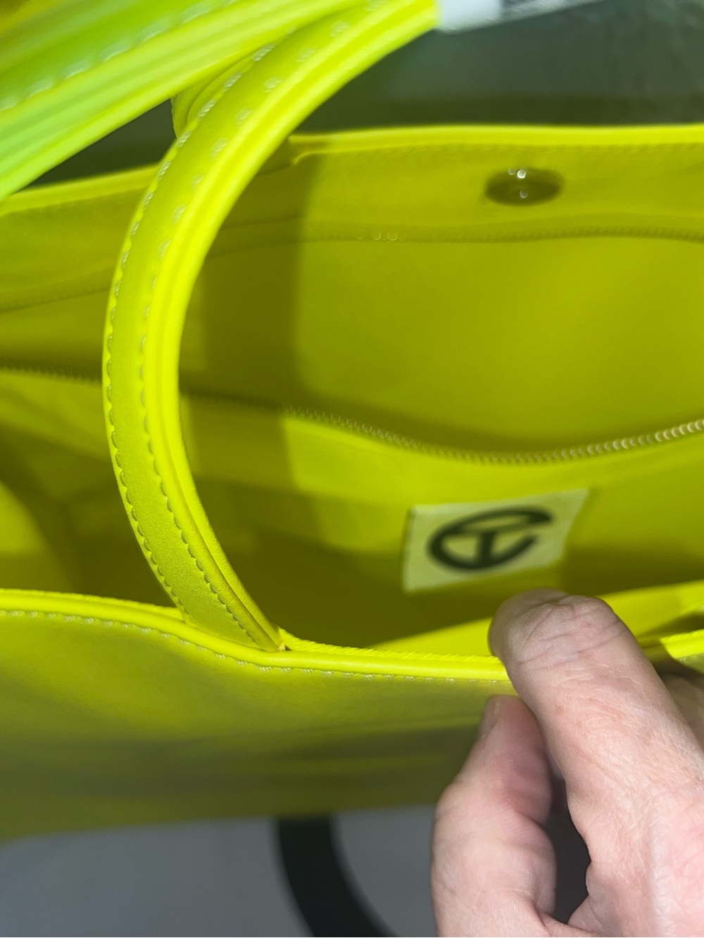 Neon highlighter Yellow T Logo Tote Bag by Telfar - Picture 6 of 11
